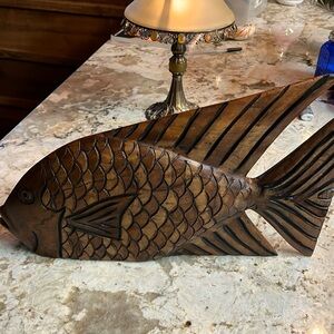 Solid wood carved fish.  No markings. 15 X 9